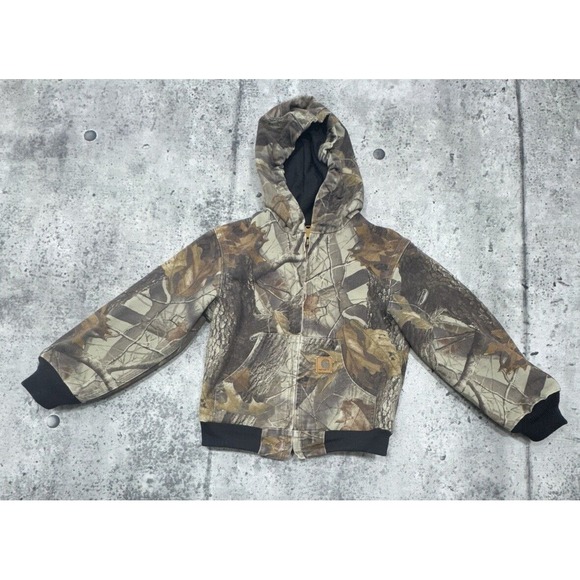 Vintage Carhartt YYJ144 CMO Jacket Youth‎ Medium 8 Camo Canvas Work Kids - Picture 1 of 8